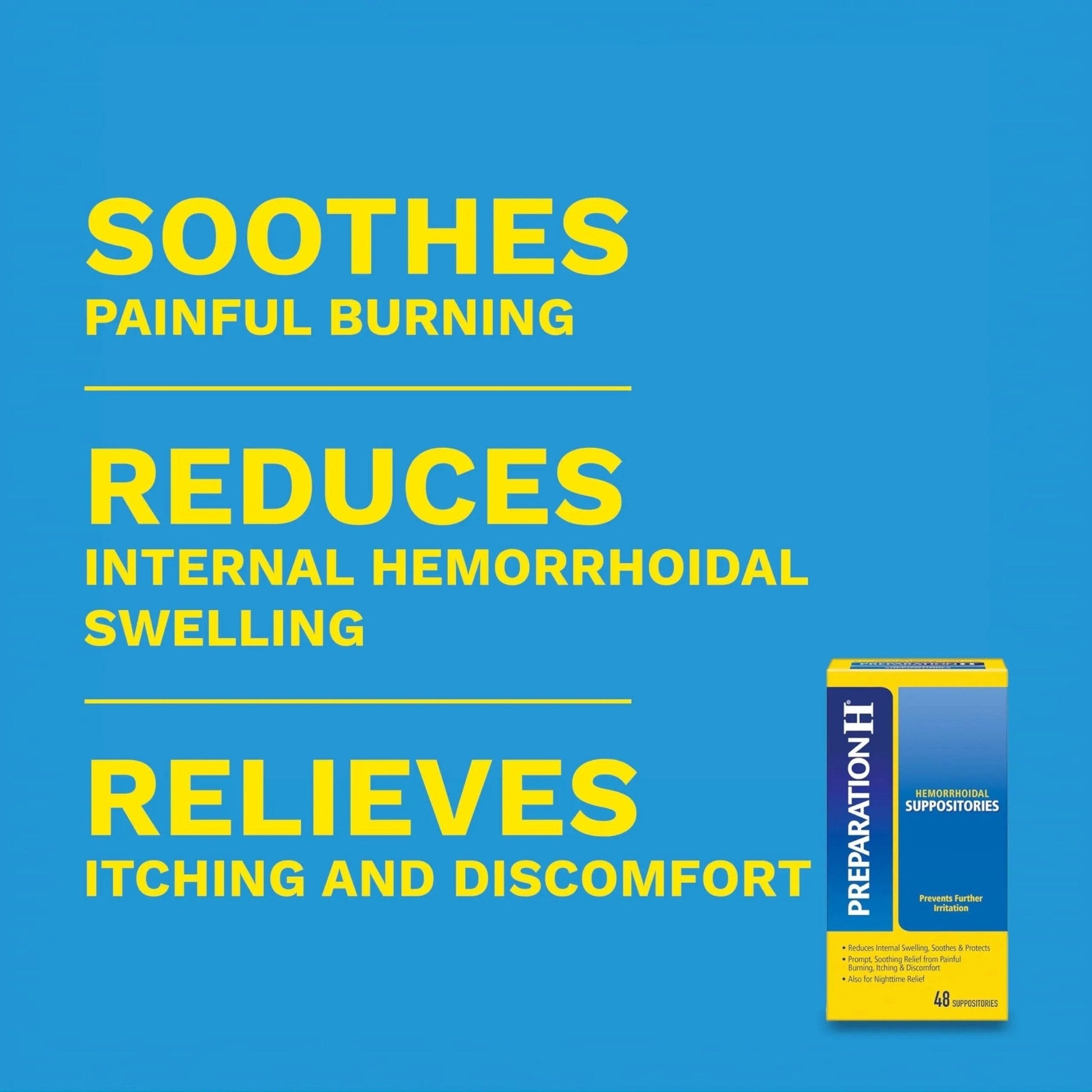 PREPARATION H Hemorrhoid Symptom Treatment Suppositories, Burning, Itching and Discomfort Relief (48 Count) - Maple Wellness Supplements