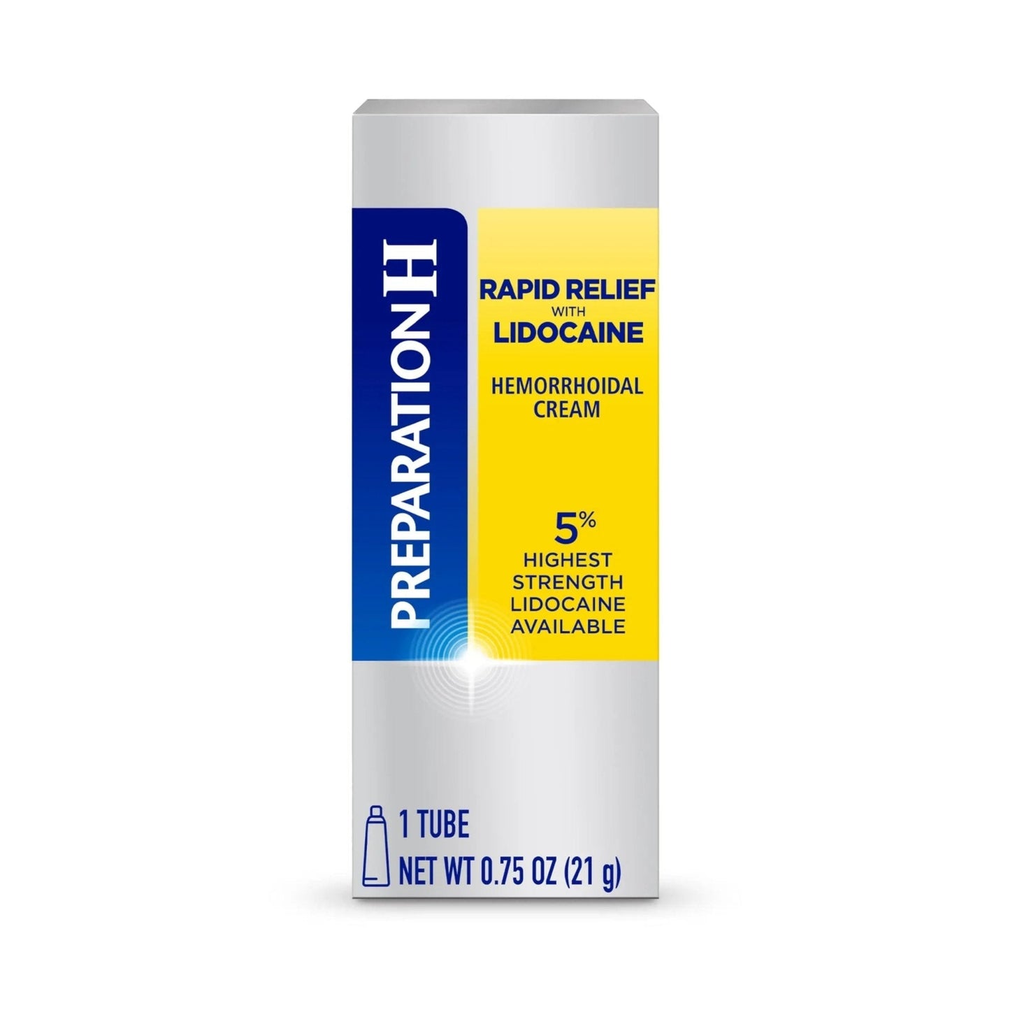 Preparation H Rapid Relief Hemorrhoid Cream with Lidocaine, Numbing Relief for Swelling, Pain, Burning and Itching - 0.75 Oz Tube - Maple Wellness Supplements