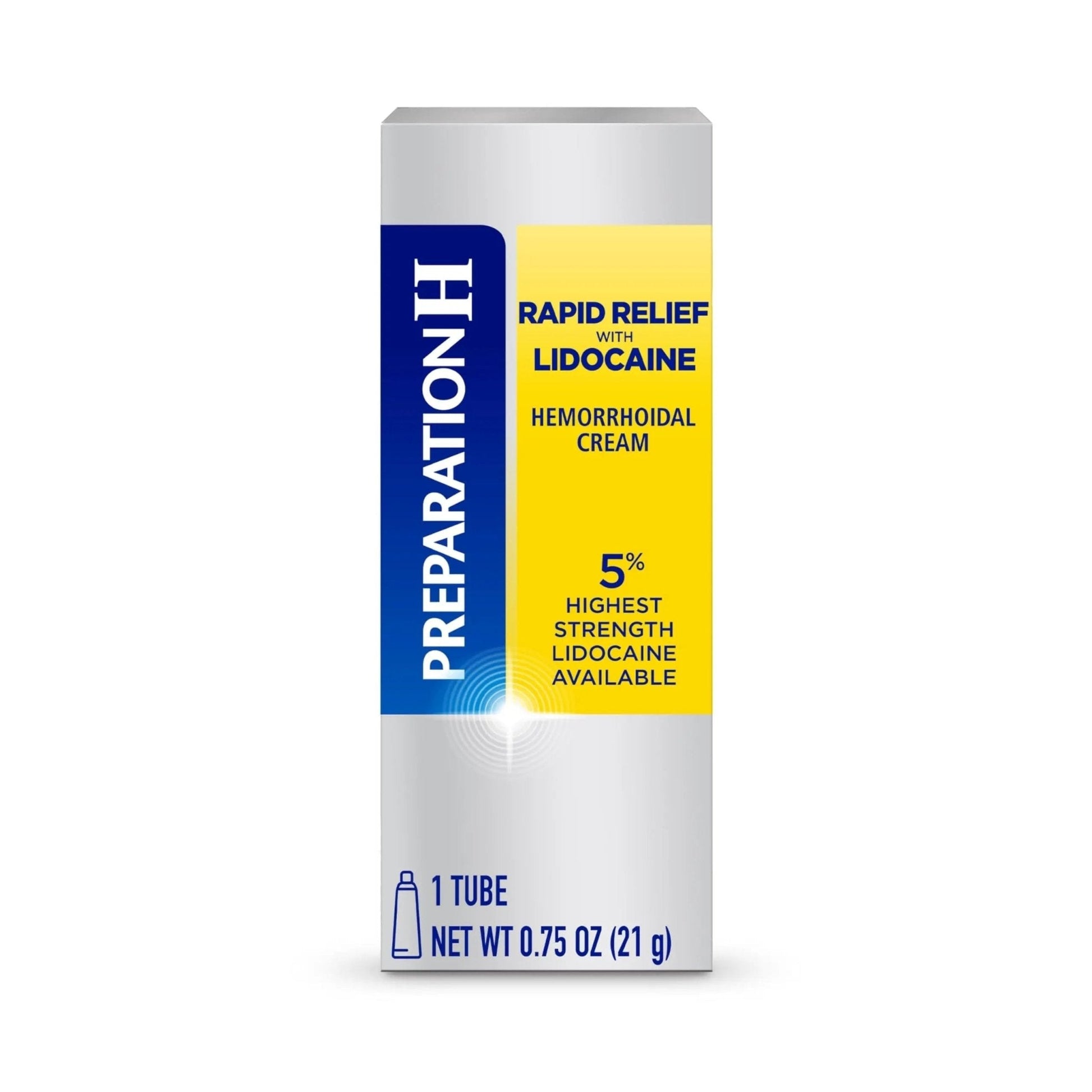 Preparation H Rapid Relief Hemorrhoid Cream with Lidocaine, Numbing Relief for Swelling, Pain, Burning and Itching - 0.75 Oz Tube - Maple Wellness Supplements