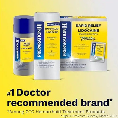 Preparation H Rapid Relief Hemorrhoid Cream with Lidocaine, Numbing Relief for Swelling, Pain, Burning and Itching - 0.75 Oz Tube - Maple Wellness Supplements