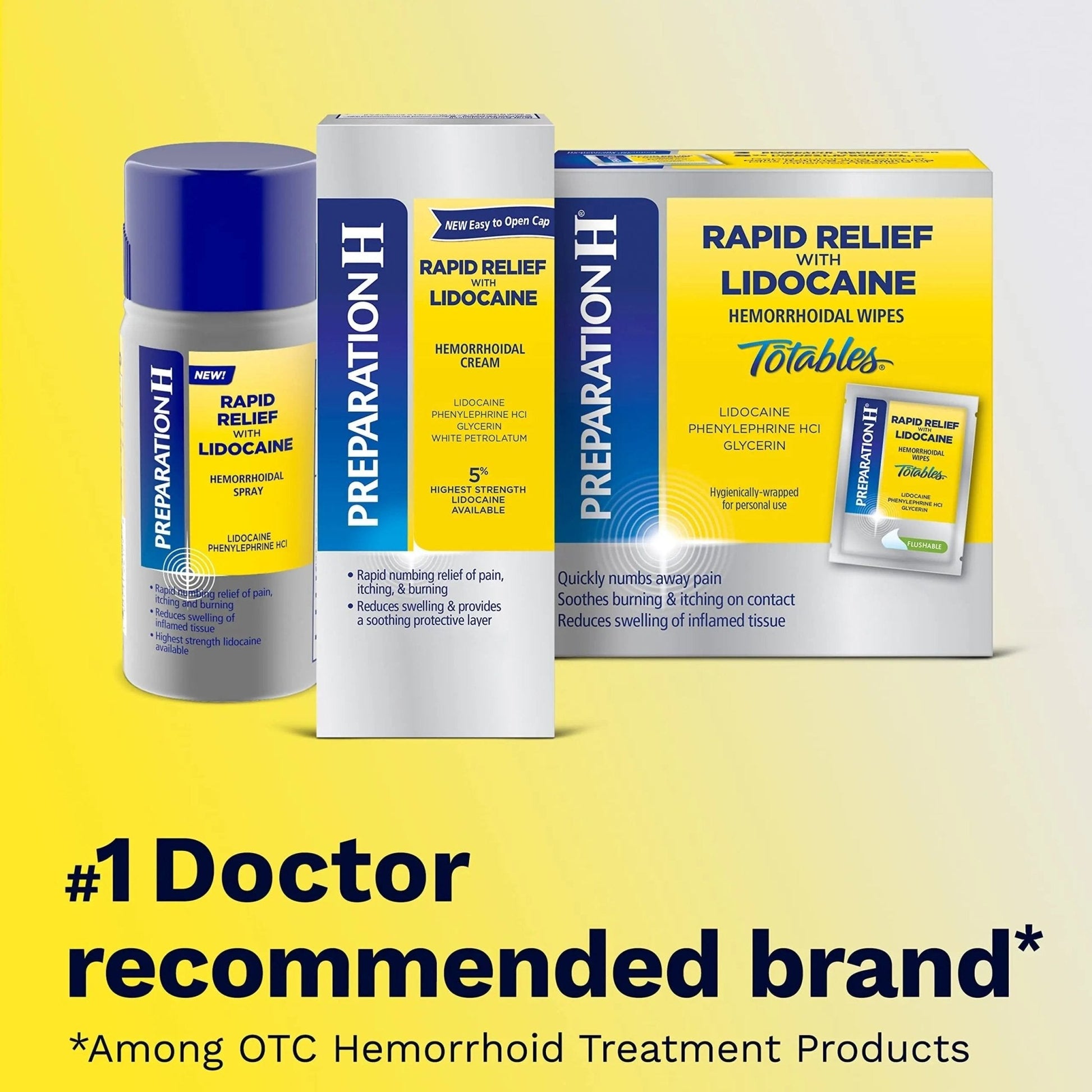 Preparation H Rapid Relief Hemorrhoid Cream with Lidocaine, Numbing Relief for Swelling, Pain, Burning and Itching - 1 Oz Tube - Maple Wellness Supplements