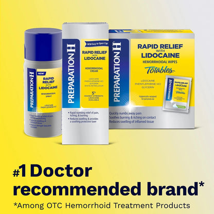 Preparation H Rapid Relief Hemorrhoid Cream with Lidocaine, Numbing Relief for Swelling, Pain, Burning and Itching - 1 Oz Tube - Maple Wellness Supplements