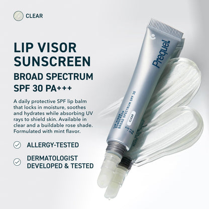 Prequel Skin Lip Visor, Clear Lip Balm with SPF 30 PA+++. Mint Flavored with Non-Sticky Finish - Maple Wellness Supplements