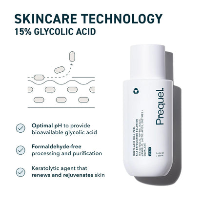 Prequel Skin Multi-Acid Milk Peel, Professional Exfoliating Solution. 15% Glycolic Acid Face Peel with Lactic Acid and Enzymes - Maple Wellness Supplements