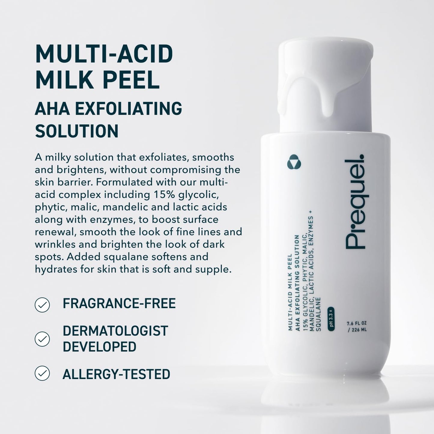 Prequel Skin Multi-Acid Milk Peel, Professional Exfoliating Solution. 15% Glycolic Acid Face Peel with Lactic Acid and Enzymes - Maple Wellness Supplements