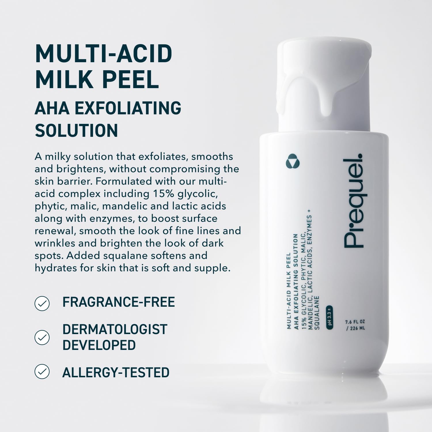Prequel Skin Multi-Acid Milk Peel, Professional Exfoliating Solution. 15% Glycolic Acid Face Peel with Lactic Acid and Enzymes - Maple Wellness Supplements