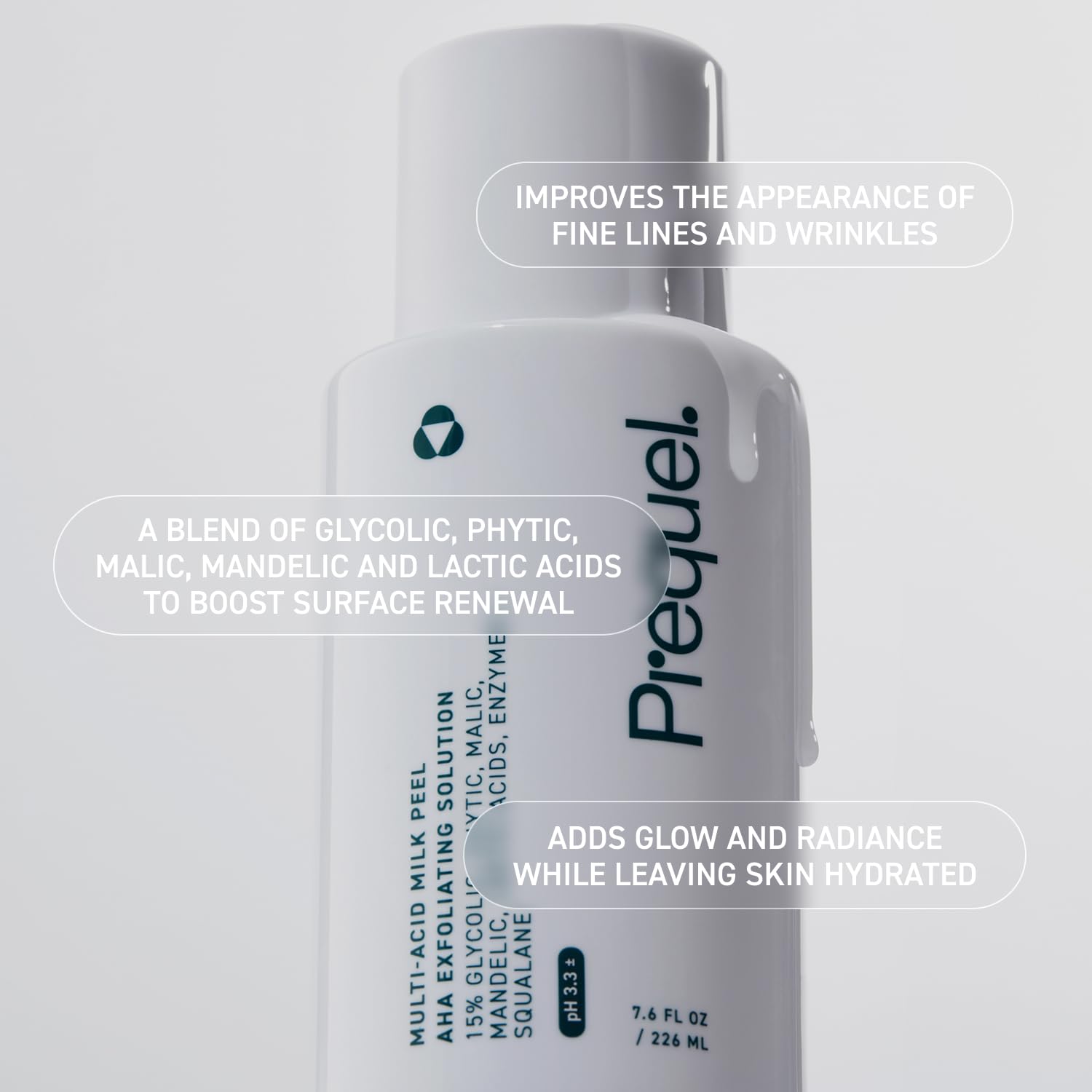 Prequel Skin Multi-Acid Milk Peel, Professional Exfoliating Solution. 15% Glycolic Acid Face Peel with Lactic Acid and Enzymes - Maple Wellness Supplements