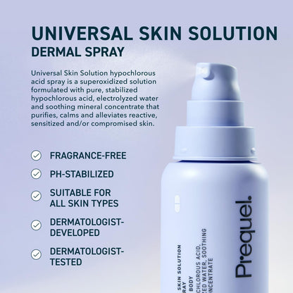 Prequel Skin Universal Skin Solution Hypochlorous Acid Spray for Face and Body. Fine Mist HOCL Facial Cleanser and Dermal - Maple Wellness Supplements