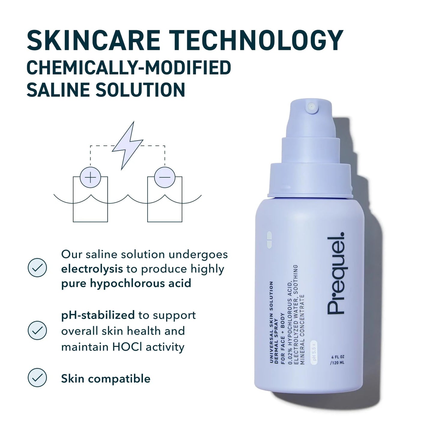 Prequel Skin Universal Skin Solution Hypochlorous Acid Spray for Face and Body. Fine Mist HOCL Facial Cleanser and Dermal - Maple Wellness Supplements