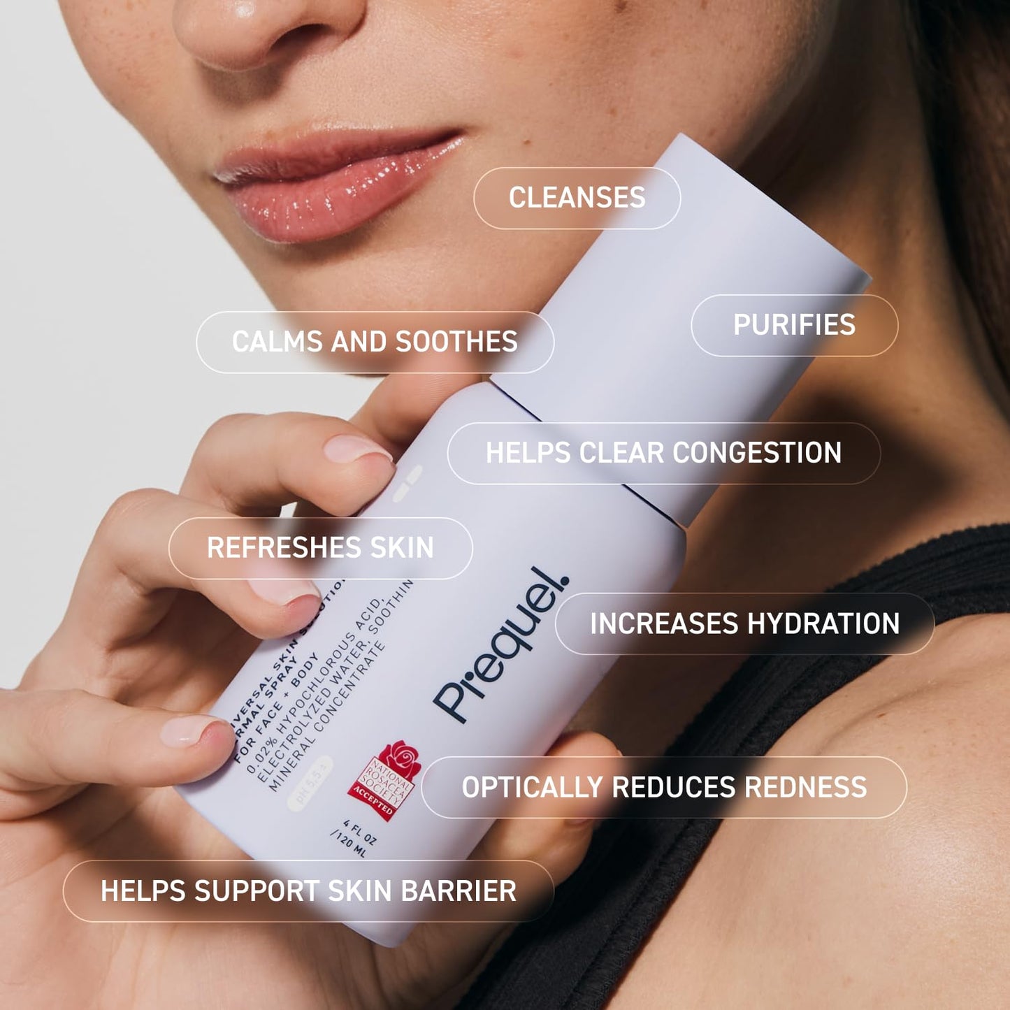 Prequel Skin Universal Skin Solution Hypochlorous Acid Spray for Face and Body. Fine Mist HOCL Facial Cleanser and Dermal - Maple Wellness Supplements