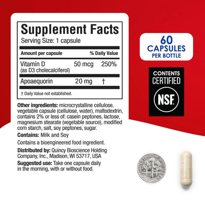 Prevagen Extra Strength - 60 Capsules (2 Month Supply) | Formulated for Your Brain | 20mg of Apoaequorin Plus Vitamin D3 - Maple Wellness Supplements
