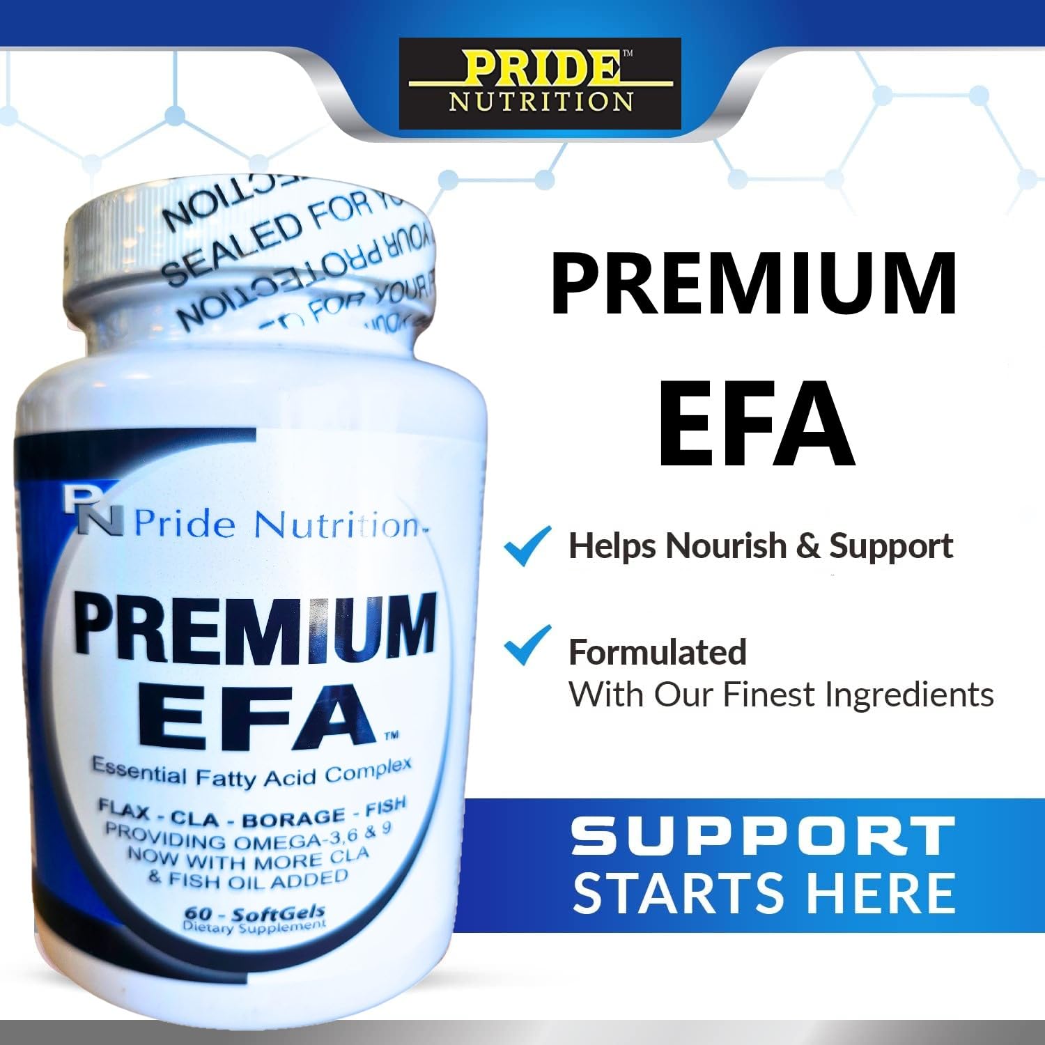 Pride Nutrition Premium EFA Omega 3-6-9 Supplement for Men and Women 5 in 1 - EPA, DHA, GLA, ALA & CLA Essential Fatty Acids with Fish Oil - Softgel Pills - Maple Wellness Supplements