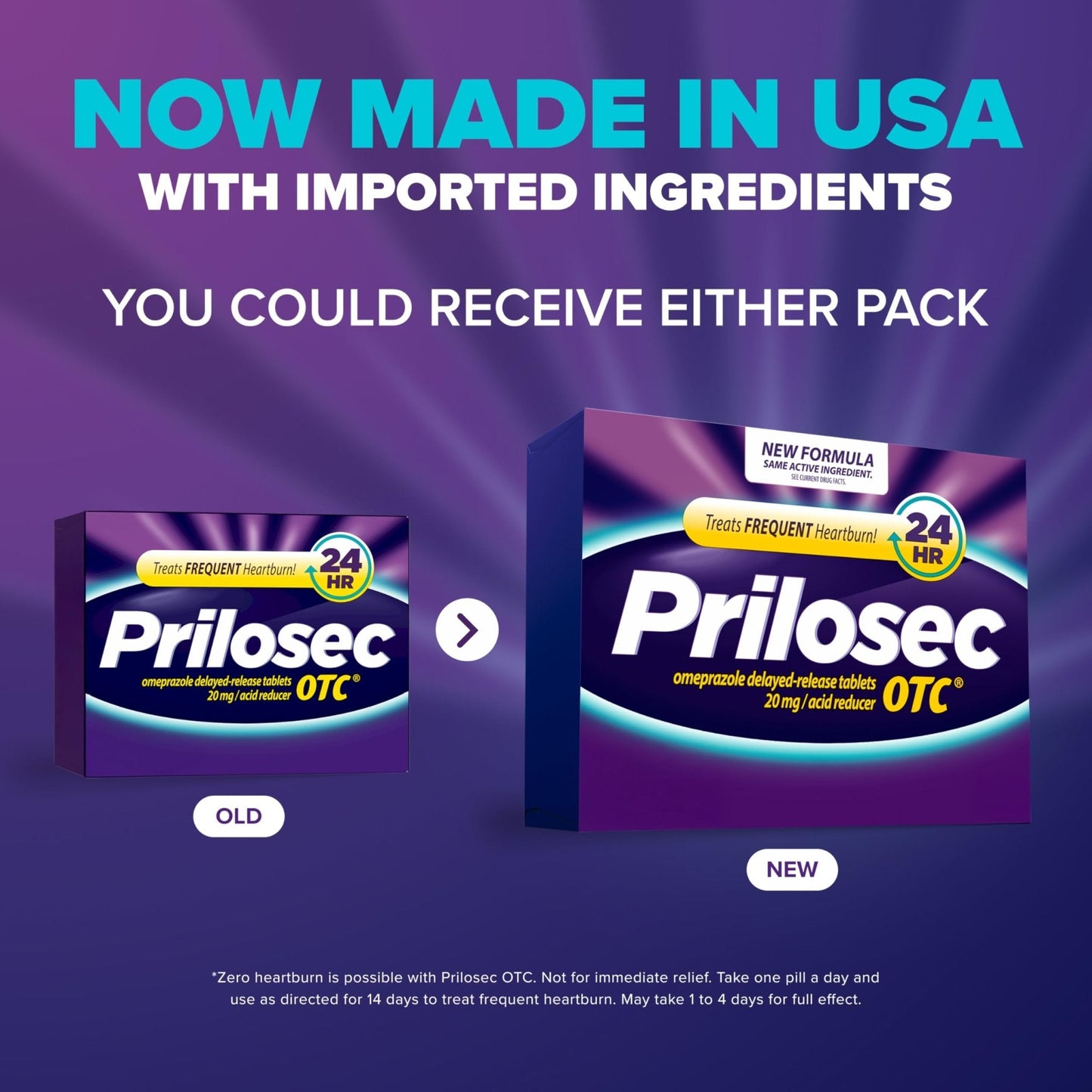 Prilosec OTC, Omeprazole 20mg, Heartburn Medicine, Acid Reflux Medicine, 24 Hour Relief, 42 Tablets - Maple Wellness Supplements