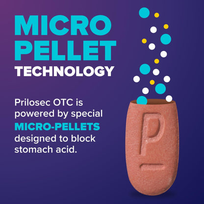 Prilosec OTC, Omeprazole Delayed Release 20mg, Acid Reducer, Treats Frequent Heartburn for 24 Hour Relief, All Day, All Night*, Heartburn Medicine, 20mg, Wildberry Flavor, 42 Tablets - Maple Wellness Supplements