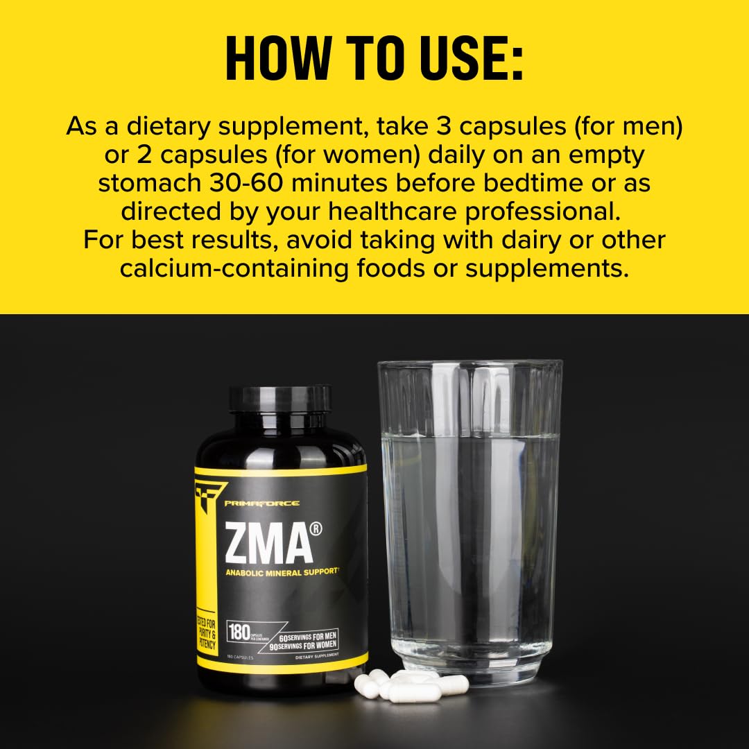 Primaforce ZMA Dietary Supplement, 180 Capsules - Maple Wellness Supplements