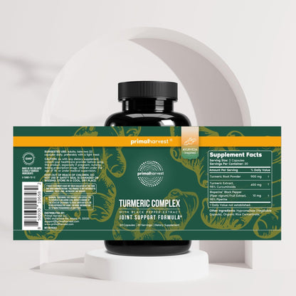 Primal Harvest 1 Pack, Primal Turmeric Complex w/Black Pepper Extract, Joint and Mobility Support Turmeric Supplement for Women & Men, 60 Capsules - Maple Wellness Supplements