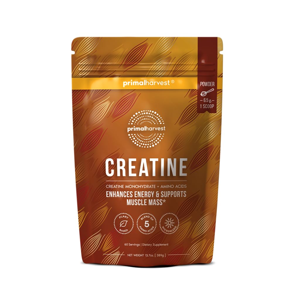 Primal Harvest Creatine Powder Supplement for Men and Women's Fitness, Workouts, and Muscle Growth, to Help Promote Recovery, Strength, Energy, and Endurance (1) - Maple Wellness Supplements
