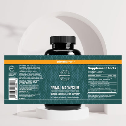 Primal Harvest Magnesium Supplement Complex 310mg by Primal Harvest with Magnesium Glycinate, Citrate, Malate, and Zinc 2 Pack, 240 Capsules - Maple Wellness Supplements