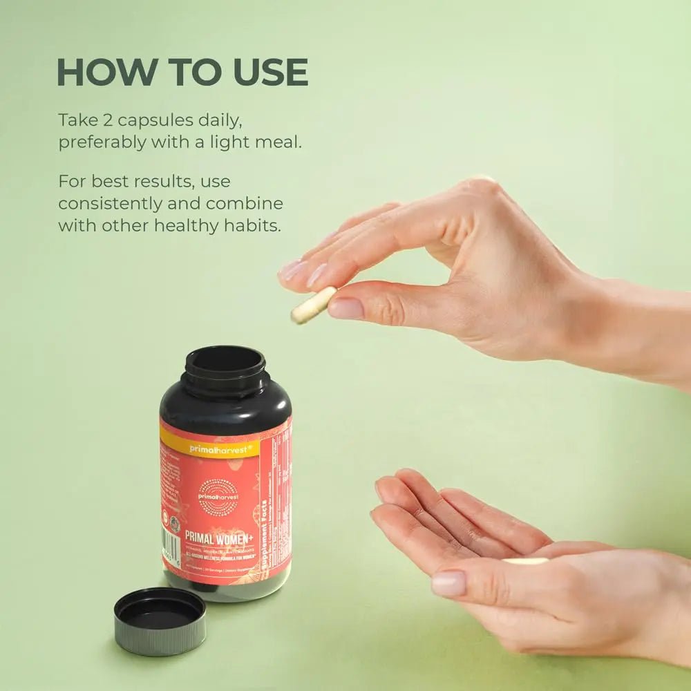 Primal Harvest Multivitamin for Women Vitamin A, Vitamin C, Vitamin D and E, Vitamin B12, B6, Biotin, Zinc Supplements - Maple Wellness Supplements