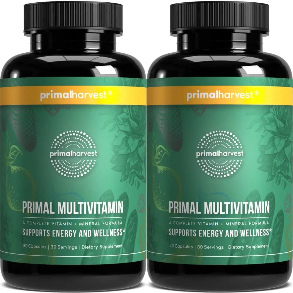 Primal Harvest Primal Multivitamin - Daily Multi-Vitamin Supplement with 21 Essential Vitamins & Minerals for Women & Men (2 Pack (30 Count)) - Maple Wellness Supplements