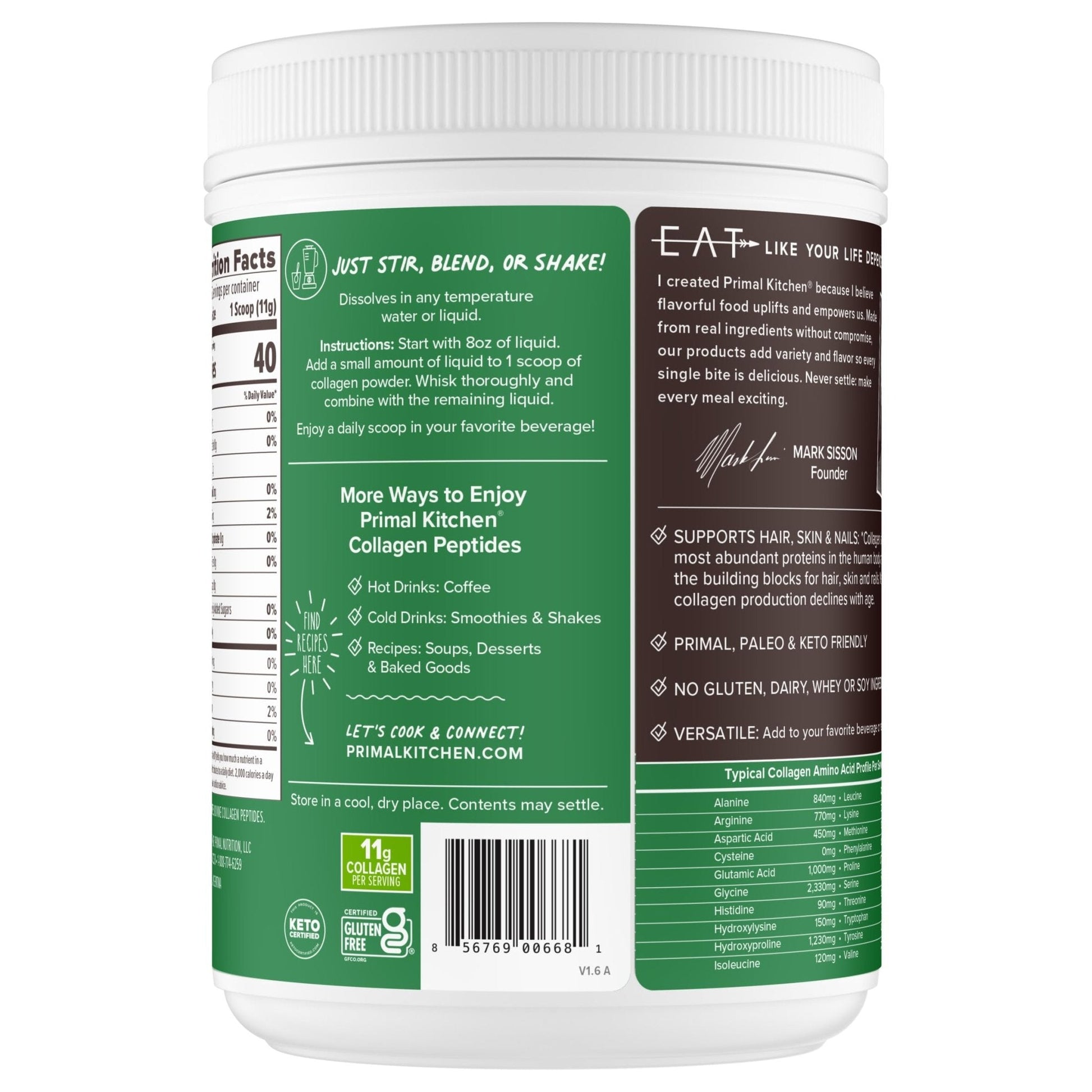 Primal Kitchen Collagen Peptides, Unflavored Collagen Powder, 1.2 Pounds - Maple Wellness Supplements