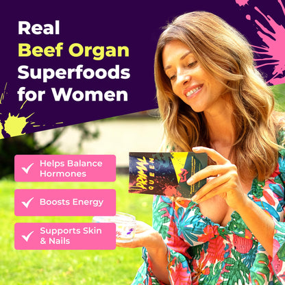Primal Queen Female-Optimized Beef Organ Superfood Supplement (Beef Liver, Kidney, Heart, & 3 More) - 100% Grass Fed, Pasture Raised - 3rd Party & Clinically Tested - Maple Wellness Supplements