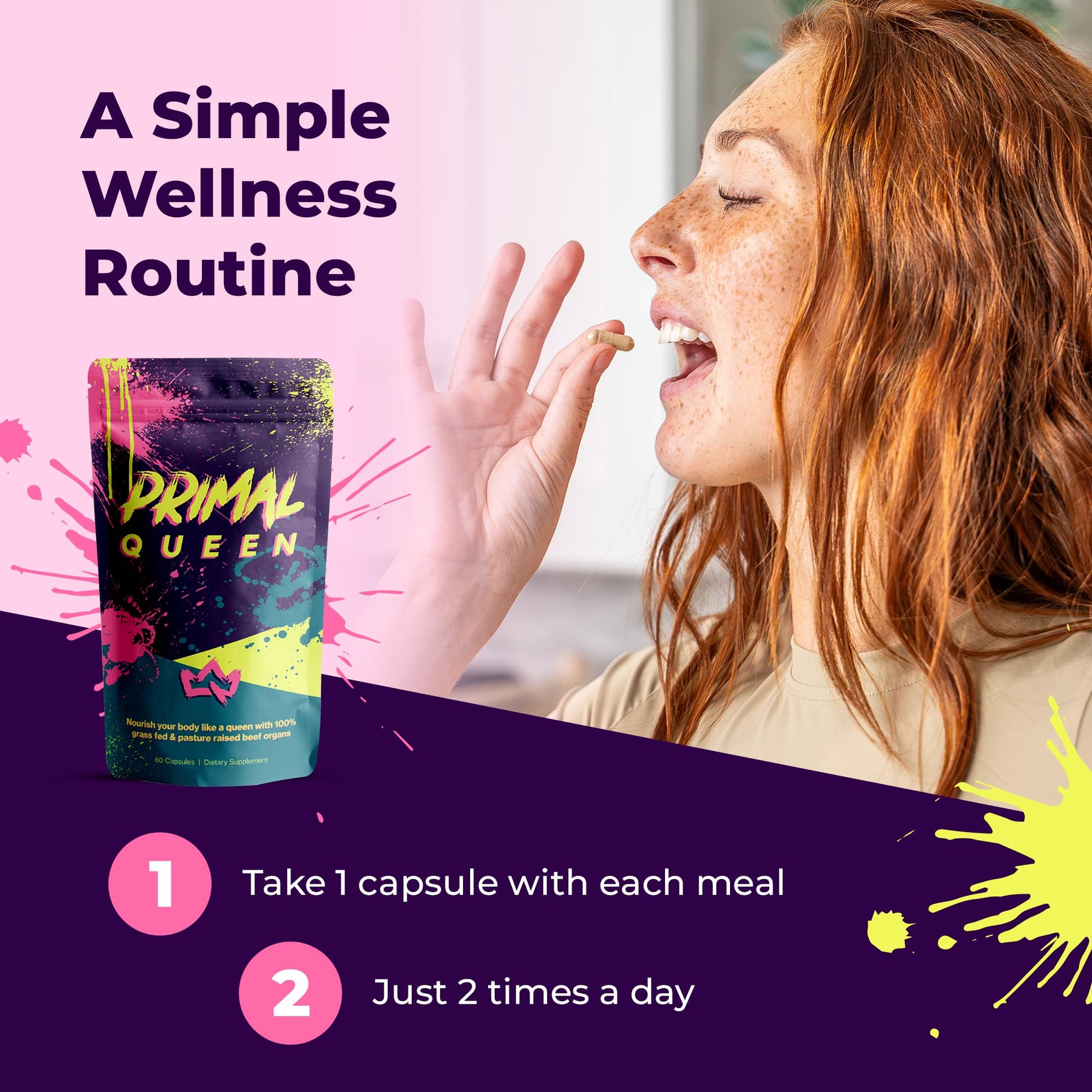Primal Queen Female-Optimized Beef Organ Superfood Supplement (Beef Liver, Kidney, Heart, & 3 More) - 100% Grass Fed, Pasture Raised - 3rd Party & Clinically Tested - Maple Wellness Supplements