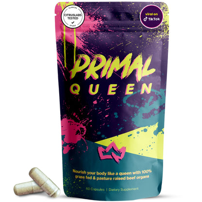 Primal Queen Female-Optimized Beef Organ Superfood Supplement (Beef Liver, Kidney, Heart, & 3 More) - 100% Grass Fed, Pasture Raised - 3rd Party & Clinically Tested - Maple Wellness Supplements