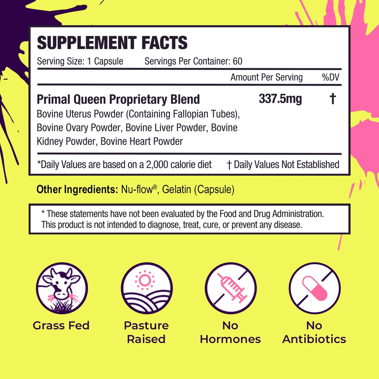 Primal Queen Female-Optimized Beef Organ Superfood Supplement (Beef Liver, Kidney, Heart, & 3 More) - 100% Grass Fed, Pasture Raised - 3rd Party & Clinically Tested - Maple Wellness Supplements