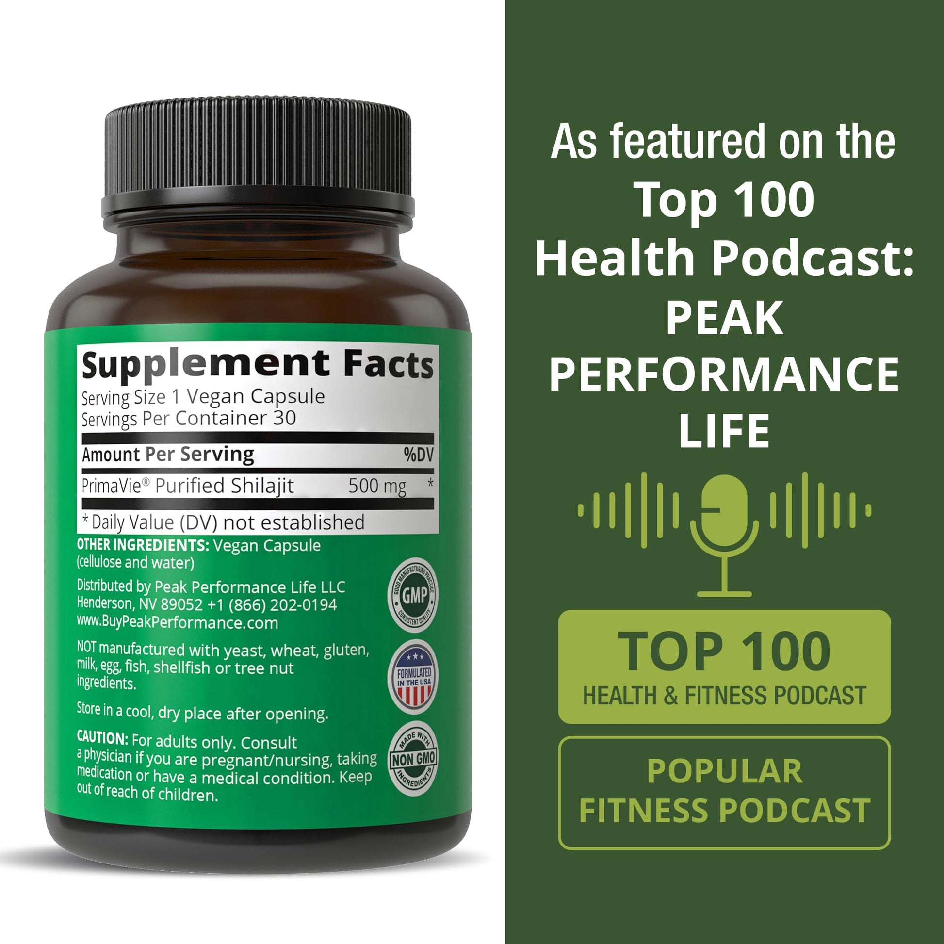 PrimaVie Purified Shilajit Capsules Made with Pure Shilajit Powder. Clinically Tested Natural Supplement with 40+ Trace Minerals, Fulvic Acid. Tablets Support Mitochondria + Brain Function - Maple Wellness Supplements
