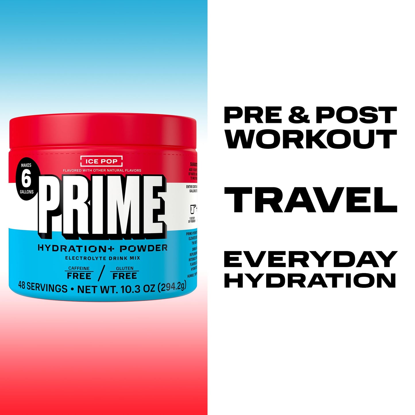 PRIME HYDRATION+ Electrolyte Powder, Ice Pop, Sugar Free Hydration Drink Mix with Potassium, Magnesium & B Vitamins to Replenish Fluids, - Maple Wellness Supplements