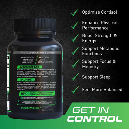 PrimeGENIX CortiSync | Reduce Cortisol | Increase Energy | Improve Focus | Organic - Maple Wellness Supplements