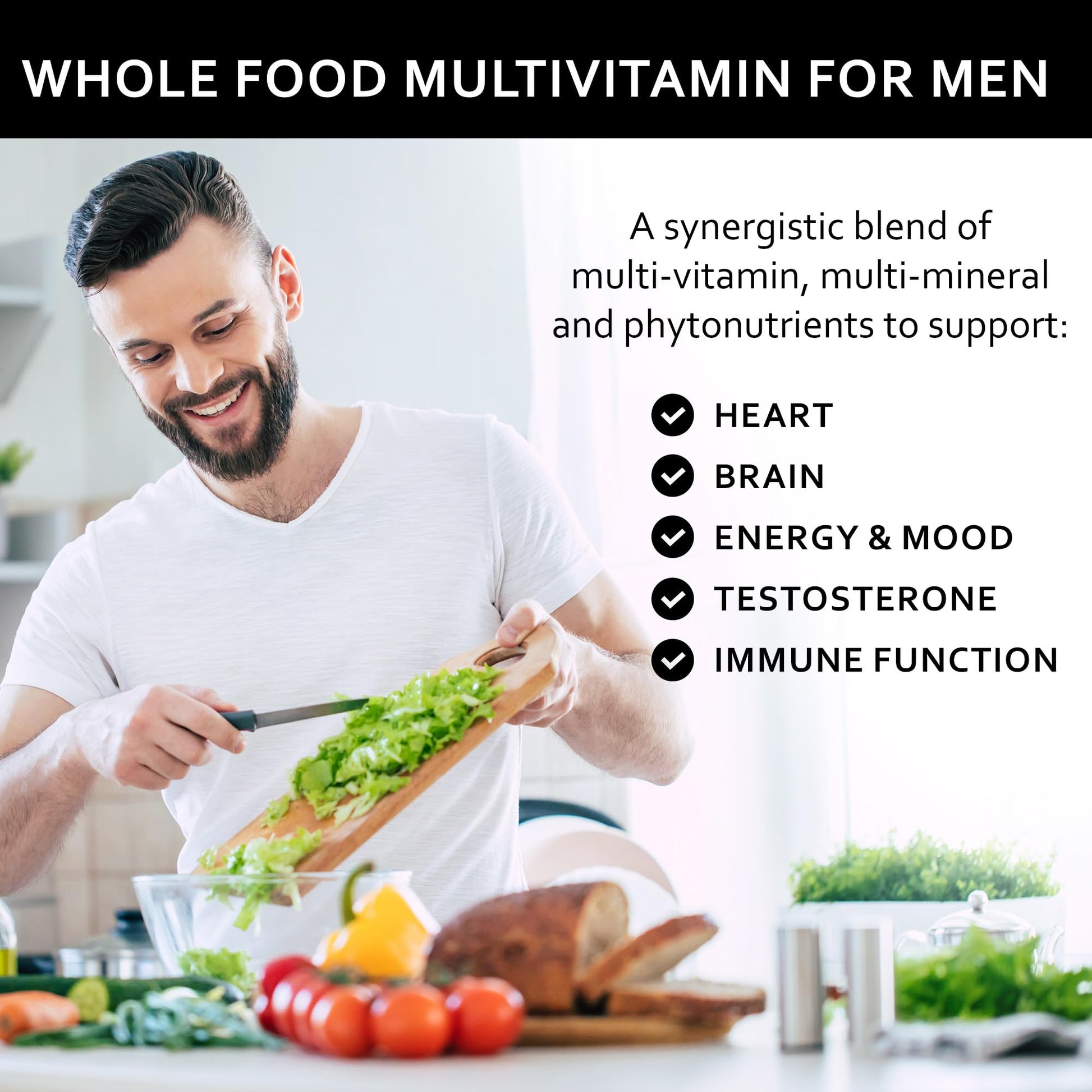 Primitive Scientific Whole Food Natural Multivitamin and Mineral Capsules for Men - All-Day Energy, Inner Zen, and Stronger You (120 Capsules) - Maple Wellness Supplements