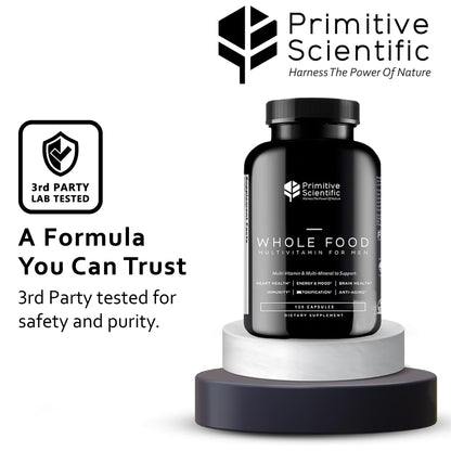 Primitive Scientific Whole Food Natural Multivitamin and Mineral Capsules for Men - All-Day Energy, Inner Zen, and Stronger You (120 Capsules) - Maple Wellness Supplements