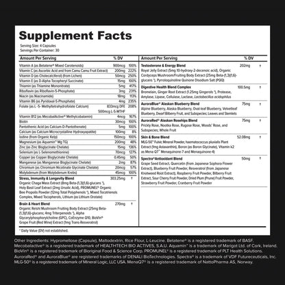 Primitive Scientific Whole Food Natural Multivitamin and Mineral Capsules for Men - All-Day Energy, Inner Zen, and Stronger You (120 Capsules) - Maple Wellness Supplements