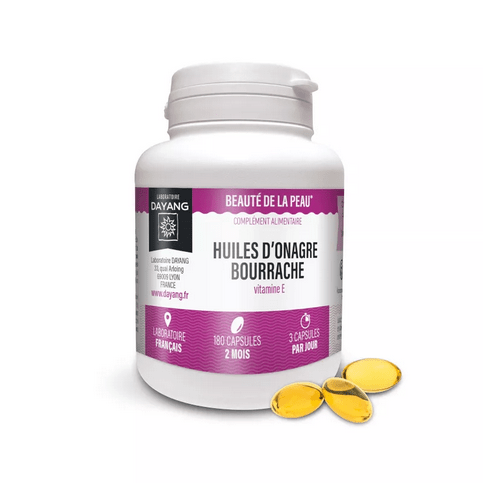 Primrose and borage oils in capsules - skin glow - 180 capsules - DAYANG - Maple Wellness Supplements