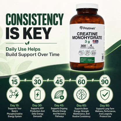 PRISTINE'S Creatine Monohydrate Capsules for Women & Men - NSF Certified 75 Day Supply 3G Creatine Pills for Women - Cognitive & Athletic Performance Support - Maple Wellness Supplements