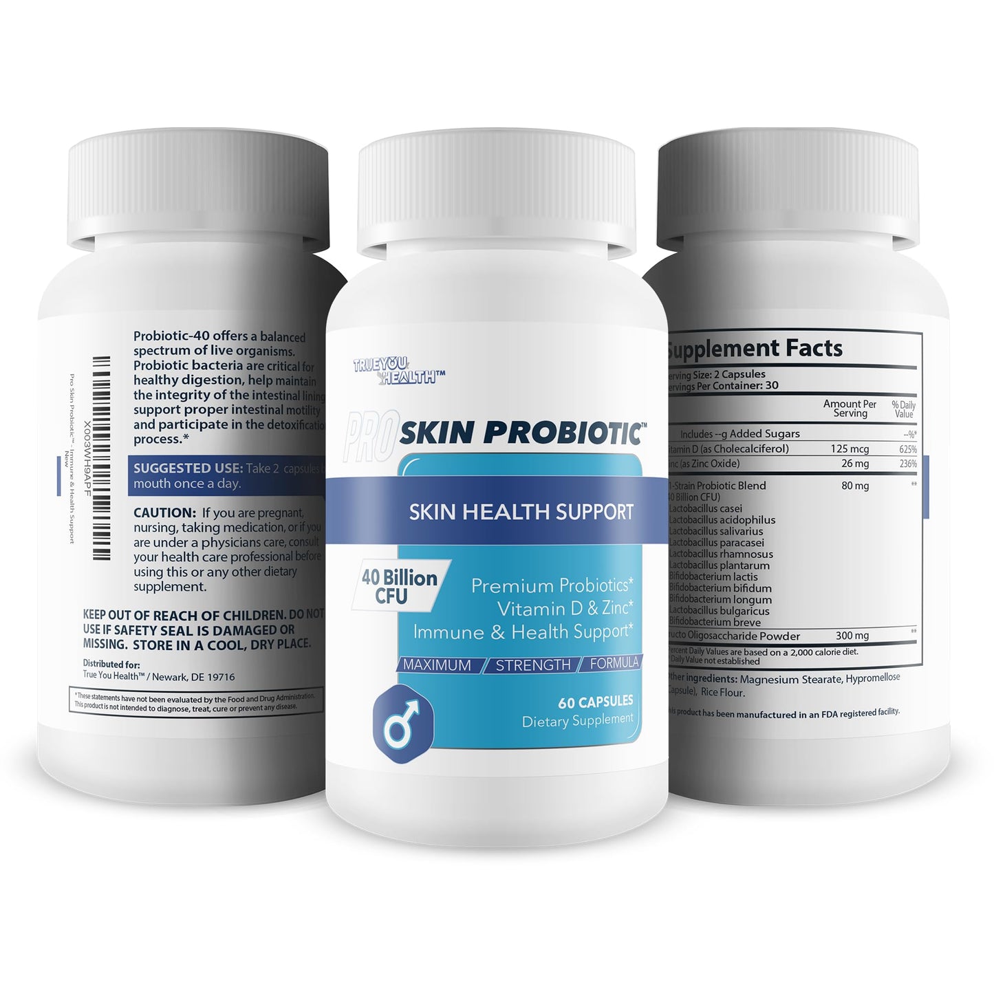 Pro Skin Probiotic - Skin Health Supporting Probiotic with Immune Support - Promote Healthy Skin Microbiome from Inside Out - Health Starts in the Gut - Support Reduced Breakouts, Redness, & Puffiness - Maple Wellness Supplements