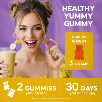 Probiotic Gummies 10B CFU with Prebiotic Fiber - Digestion & Immune Support - Debloat, Stomach & Gut Comfort - Probiotics for Women & Men - Natural Berry Flavor - Vegan & Sugar-free - 60 Gummies - Maple Wellness Supplements
