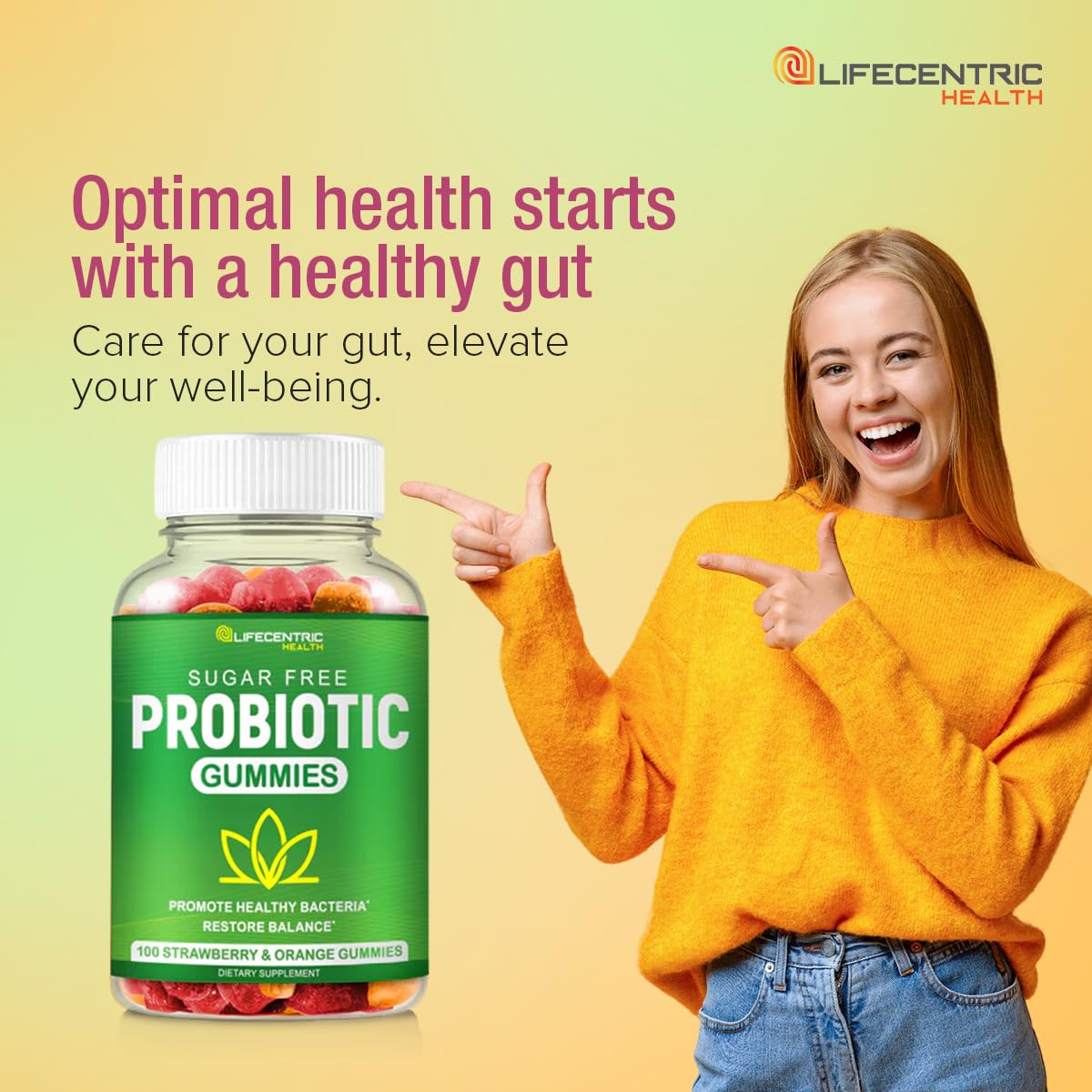 Probiotic Gummies for Adults and Kids Max Strength 5 Billion CFU | Organic Sugar Free Gummies for Digestive Health | 100 Count Vegan Gluten Free Chewable Probiotics - Maple Wellness Supplements