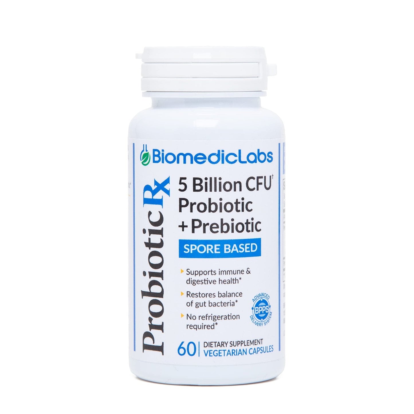 Probiotic Rx: 5 Billion CFU – Probiotic + Prebiotic - Spore-Based – 60-Day Supply - SBO - Supports Immune & Gut Health - Soil-Based Organisms - No Refrigeration Required - Maple Wellness Supplements