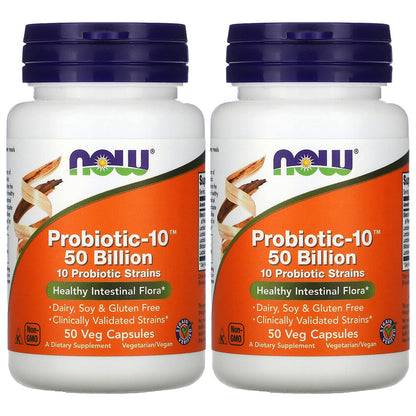 Probiotic10 50 Billion - Now Foods - 50 - VegCap -(Pack of 2) - Maple Wellness Supplements