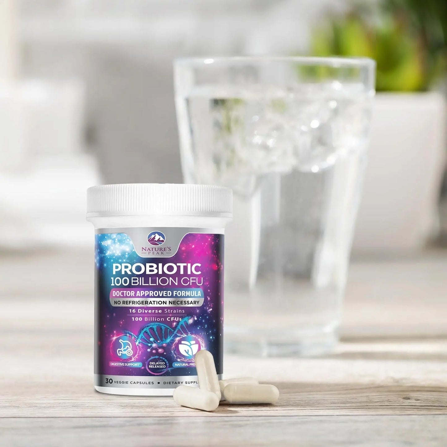 Probiotics 100 Billion CFU - 16 Premium Strains + Prebiotics - Best Probiotics for Women & Men - Supports Immune, Digestive & Gut Health, Supports Occasional Constipation, Gas & Bloating - 30 Capsules - Maple Wellness Supplements