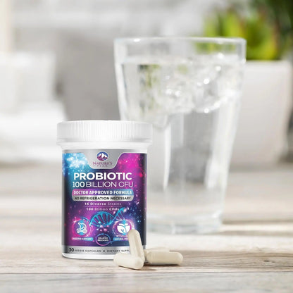 Probiotics 100 Billion CFU - 16 Premium Strains + Prebiotics - Best Probiotics for Women & Men - Supports Immune, Digestive & Gut Health, Supports Occasional Constipation, Gas & Bloating - 30 Capsules - Maple Wellness Supplements