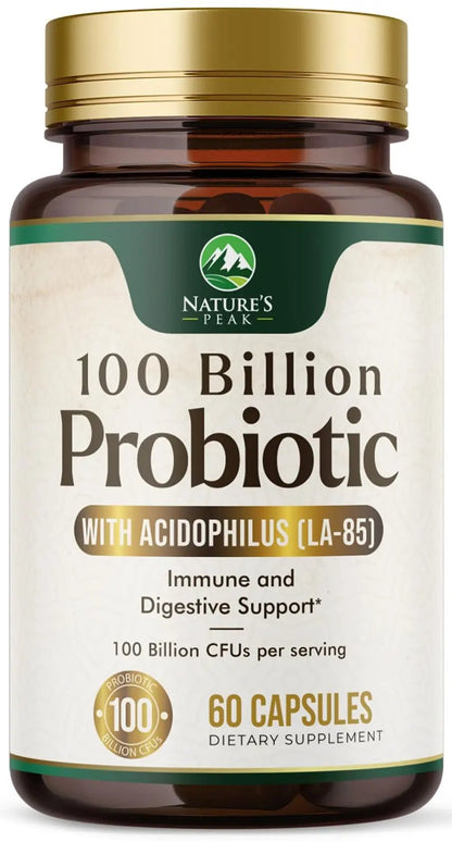 Probiotics 100 Billion CFU Per Serving - 16 Premium Probiotic Strains Prebiotics - Immune Support, Gut Health, Occasional Constipation, Gas & Bloating, Probiotics Supplement, USA Bottled, 60 Capsules - Maple Wellness Supplements