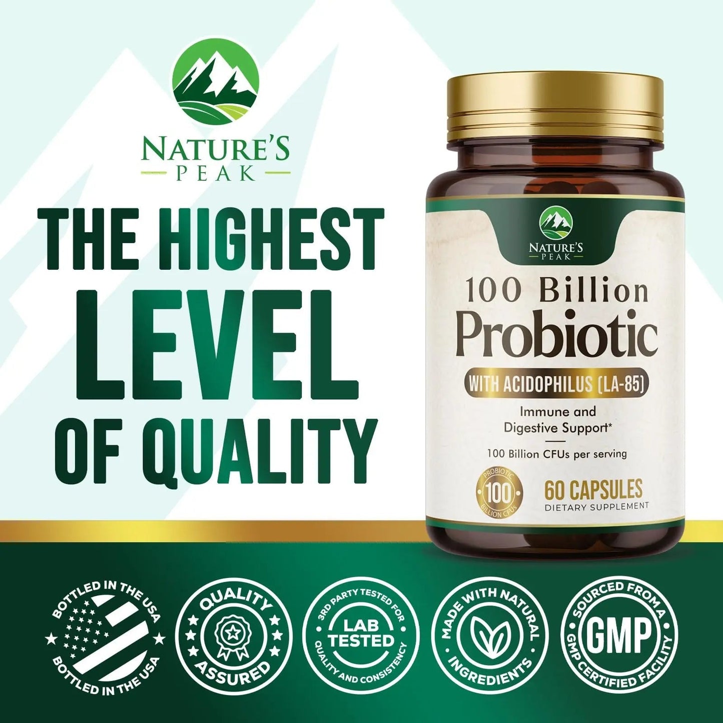 Probiotics 100 Billion CFU Per Serving - 16 Premium Probiotic Strains Prebiotics - Immune Support, Gut Health, Occasional Constipation, Gas & Bloating, Probiotics Supplement, USA Bottled, 60 Capsules - Maple Wellness Supplements