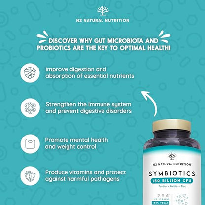 Probiotics 150 Billion CFU - 20 Strains with Prebiotics & Zinc. Highest Concentration - Maple Wellness Supplements