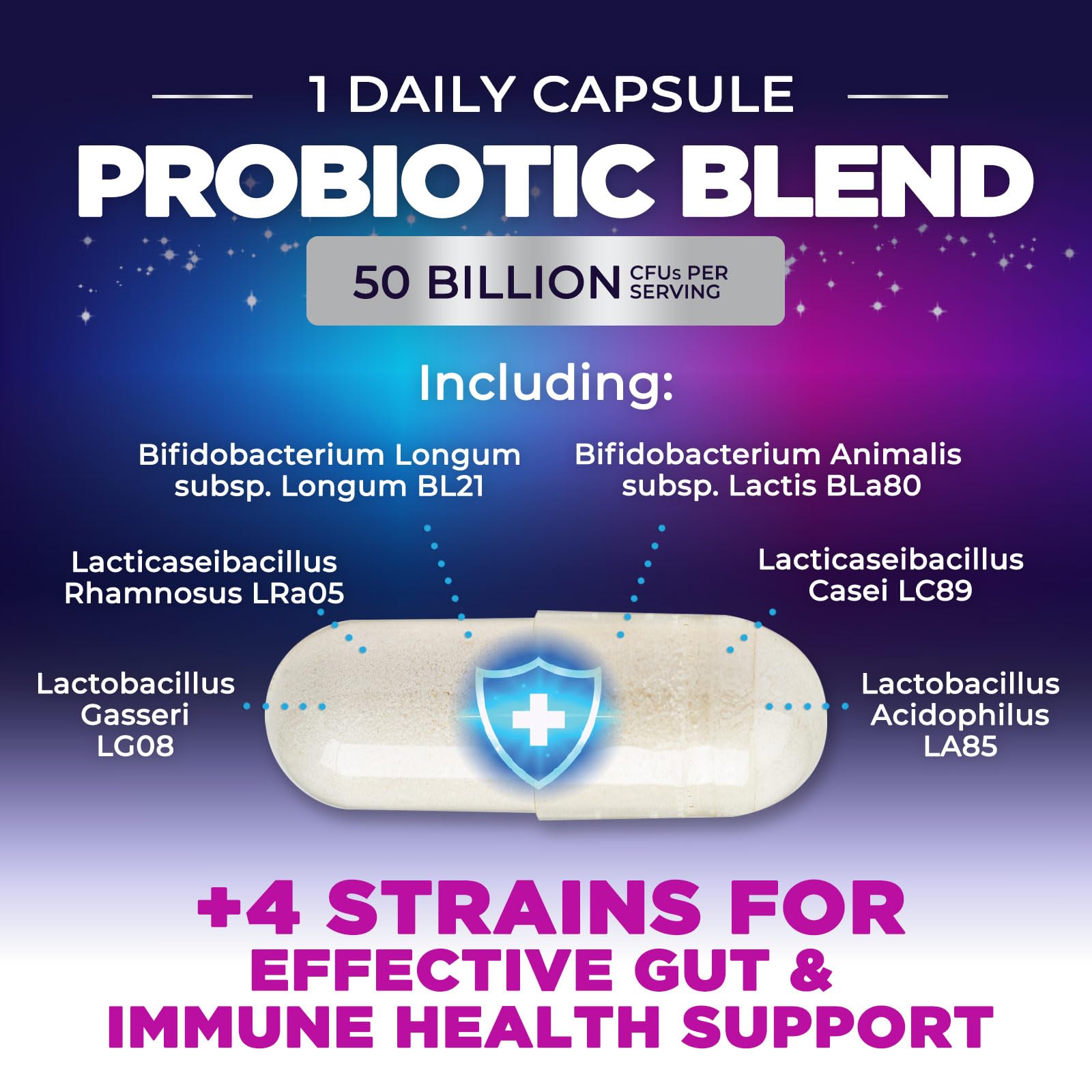 Probiotics 50 Billion CFU Per Serving - 10 Premium Strains + Digestive Enzymes & Prebiotics - Best Probiotic for Women & Men, Supports Immune, - Maple Wellness Supplements