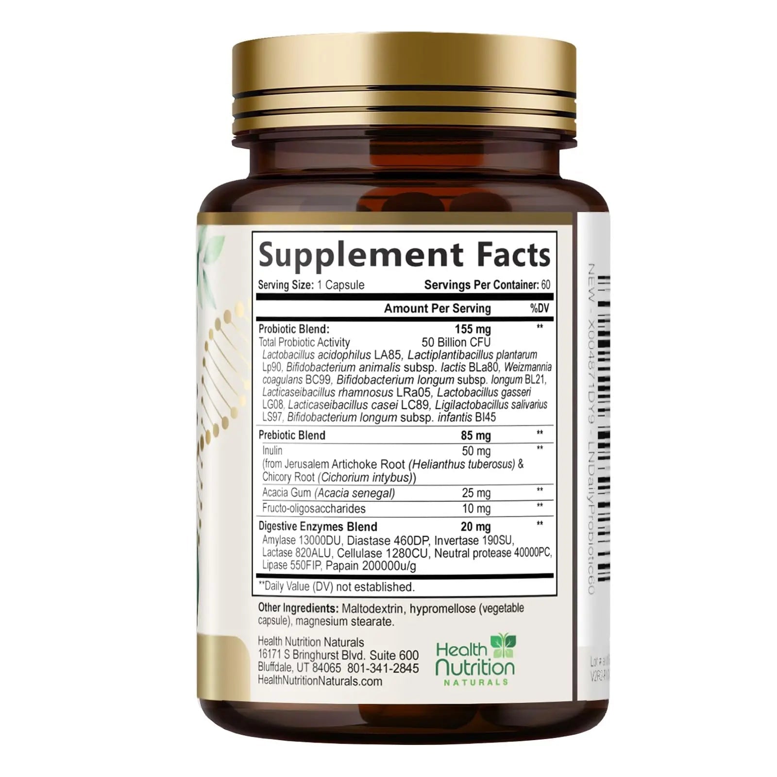 Probiotics 50 Billion CFU per Serving - 10 Strains + Prebiotics - Digestive Health, Gut & Immune Support - Occasional Constipation, Gas & Bloating Support for Women & Men, Bottled USA - 60 Capsules - Maple Wellness Supplements