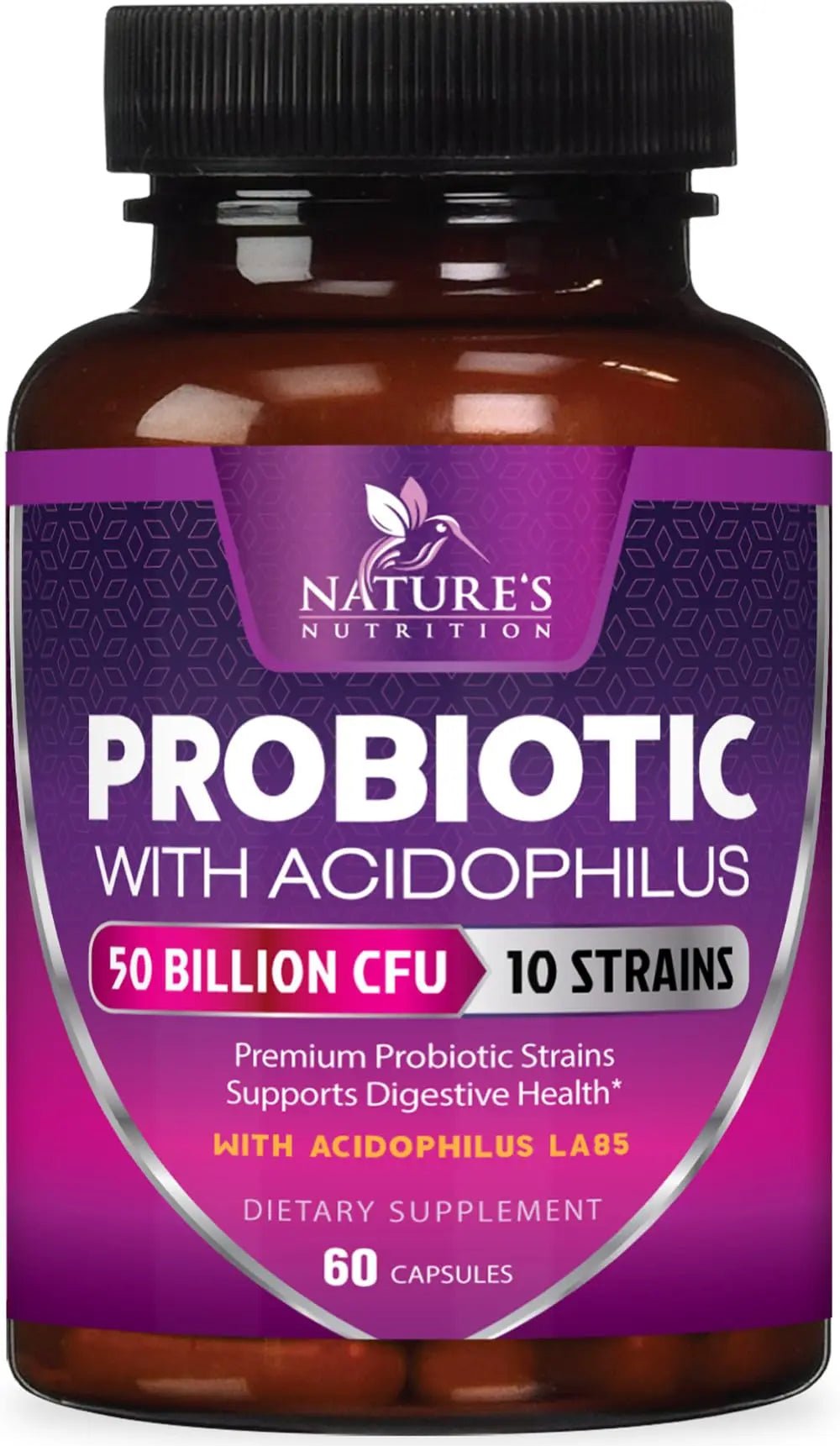 Probiotics 50 Billion CFU per Serving - 10 Strains + Prebiotics - Digestive Health, Gut & Immune Support - Supports Occasional Constipation, Gas & Bloating for Women & Men Shelf Stable - 60 Capsules - Maple Wellness Supplements